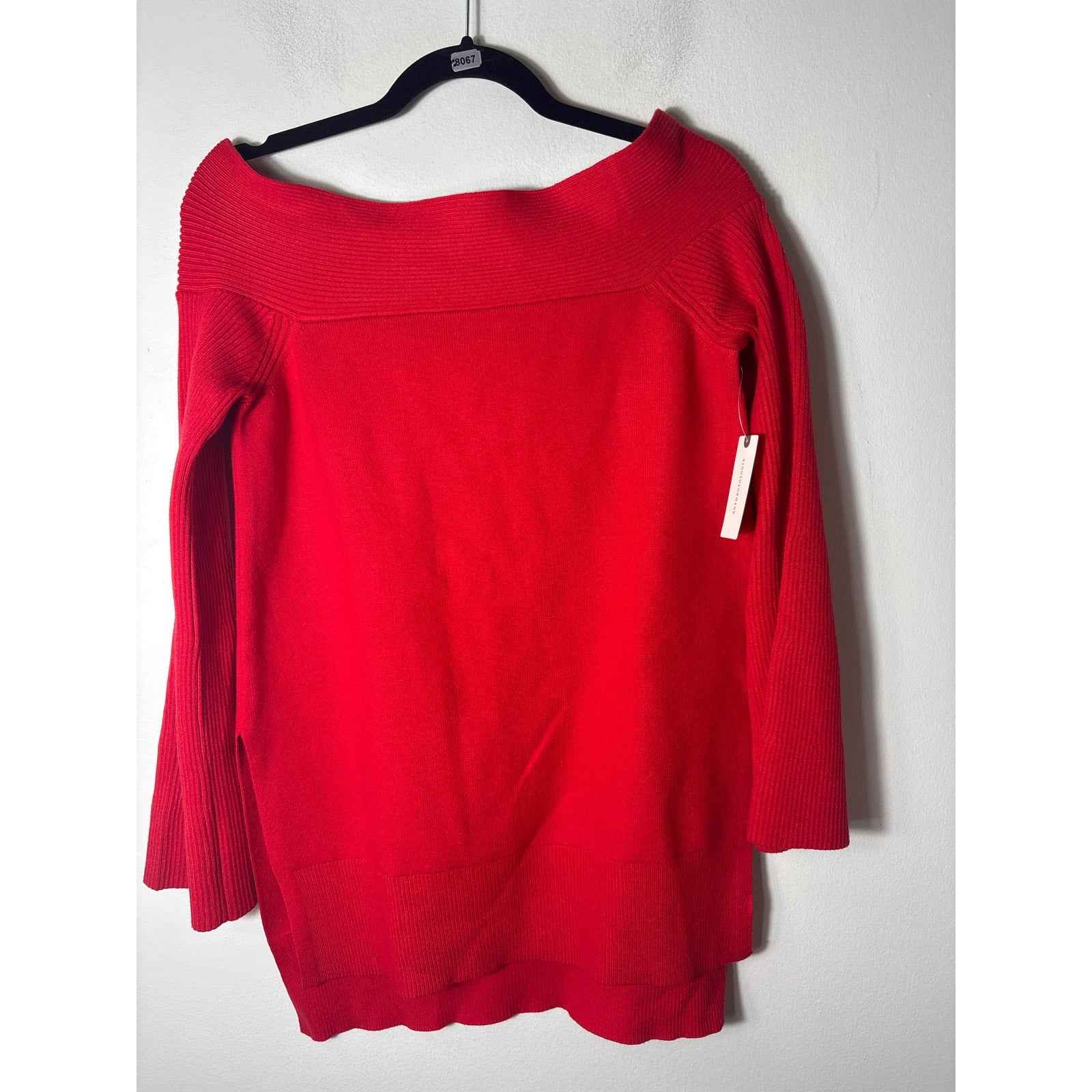 NWT Anthropologie Red Off The Shoulder Sweater Sz XS