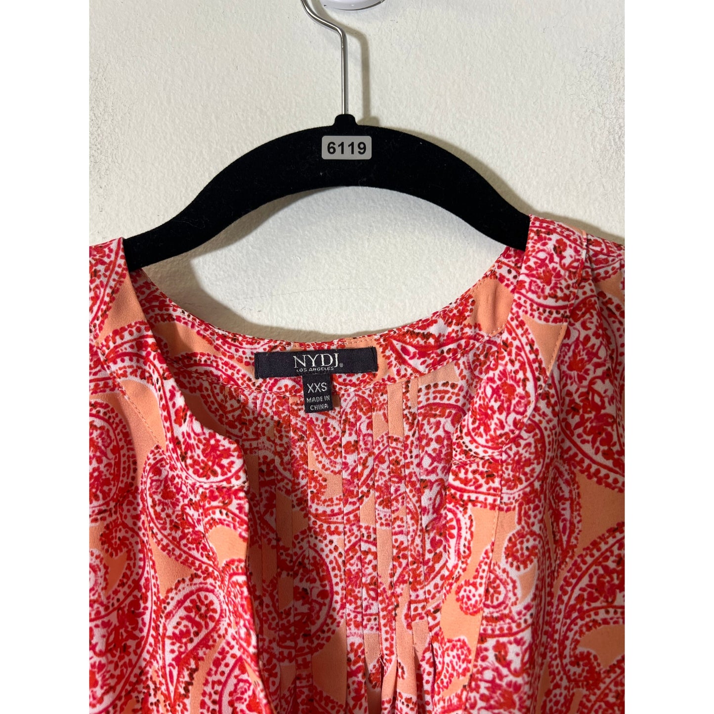 NYDJ Peach Paisley Flowy Top Sz XXS