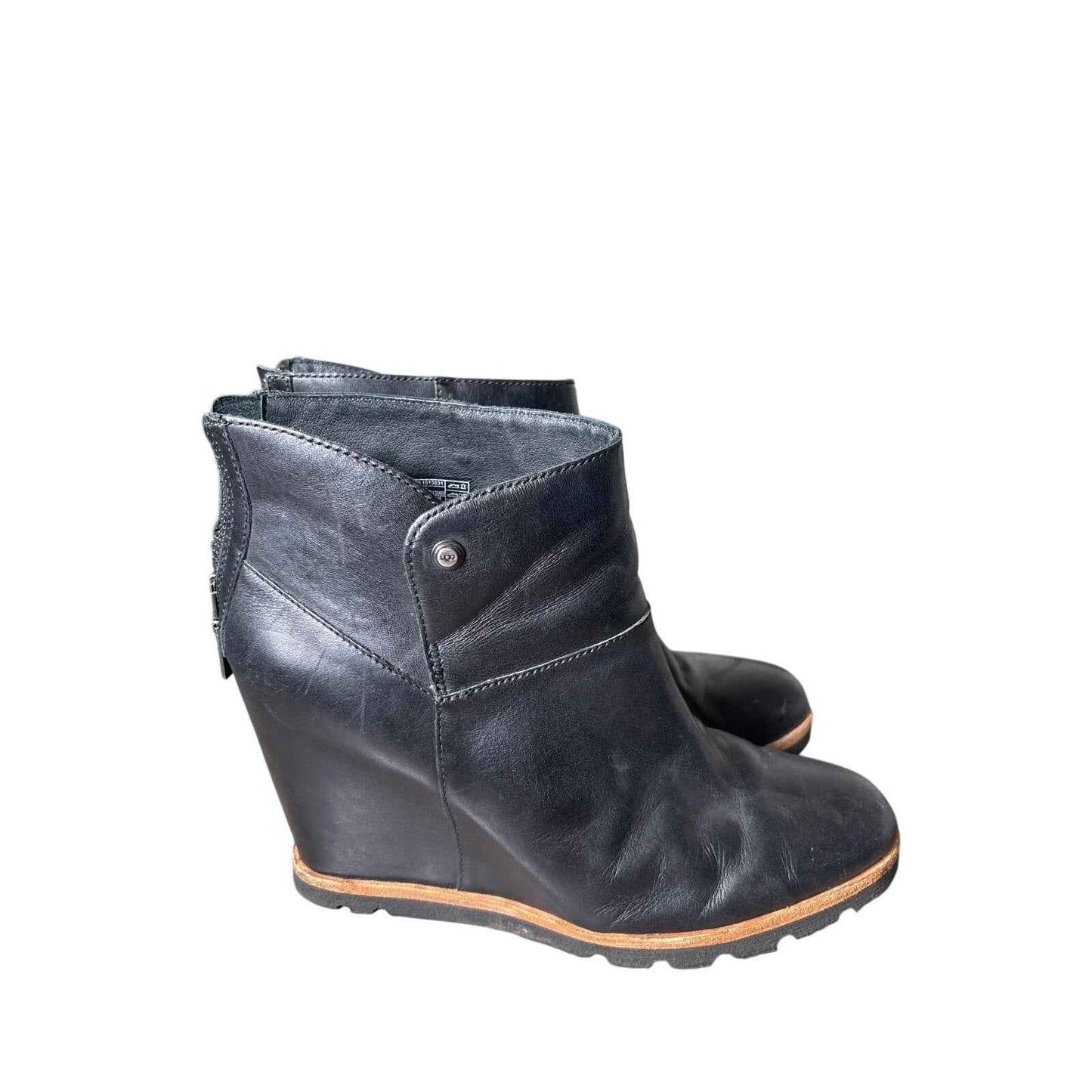 Ugg Black Wedge Booties Sz 9
