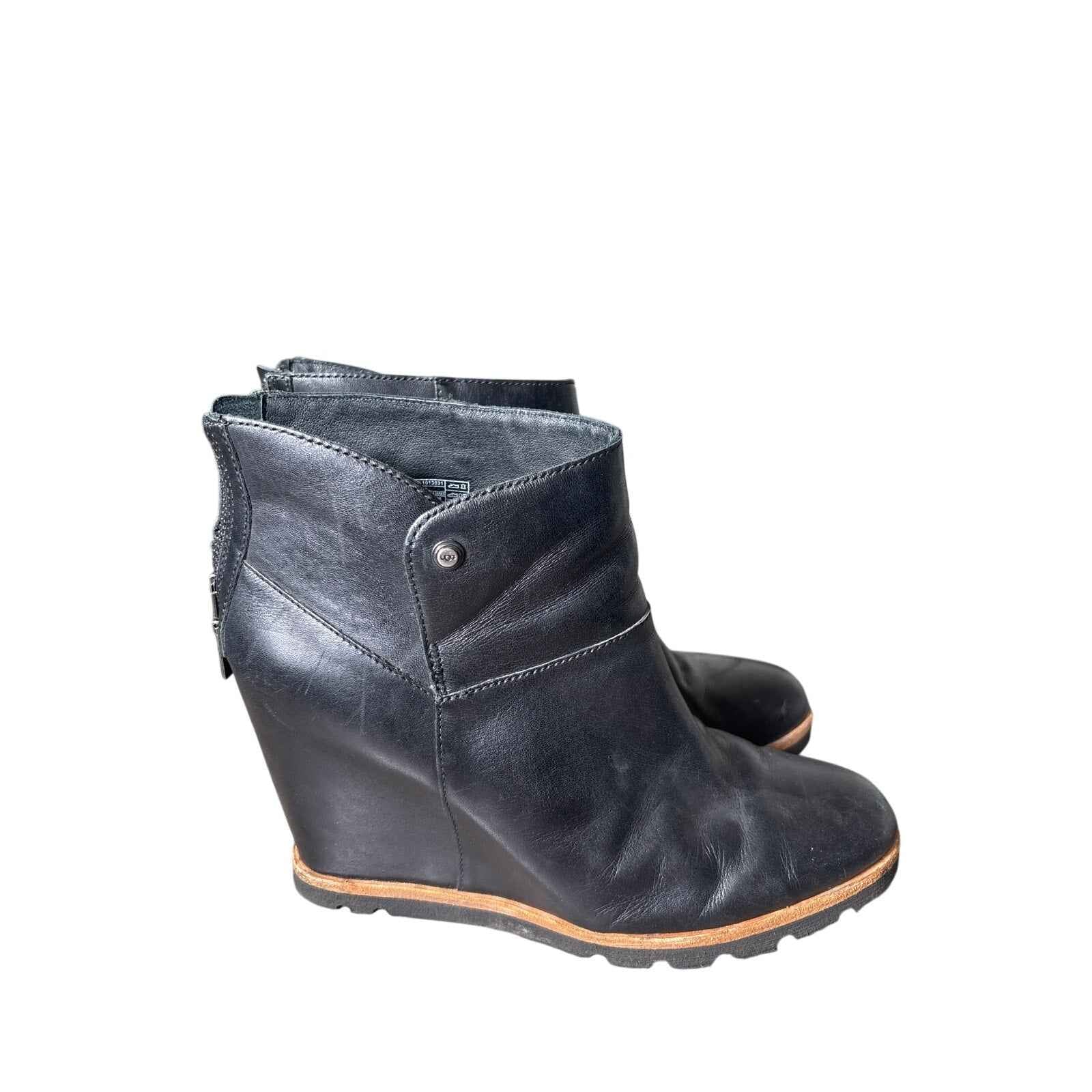 Ugg Black Wedge Booties Sz 9