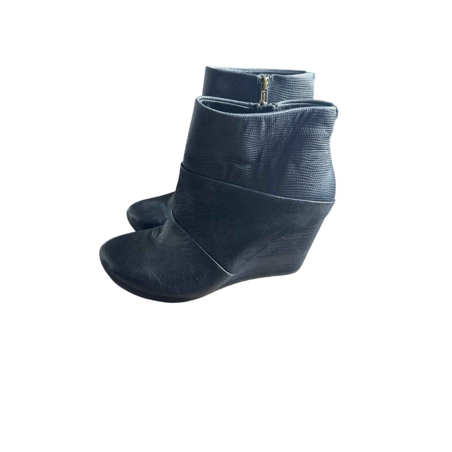 OTBT Black Leather Wedge Booties Sz 8