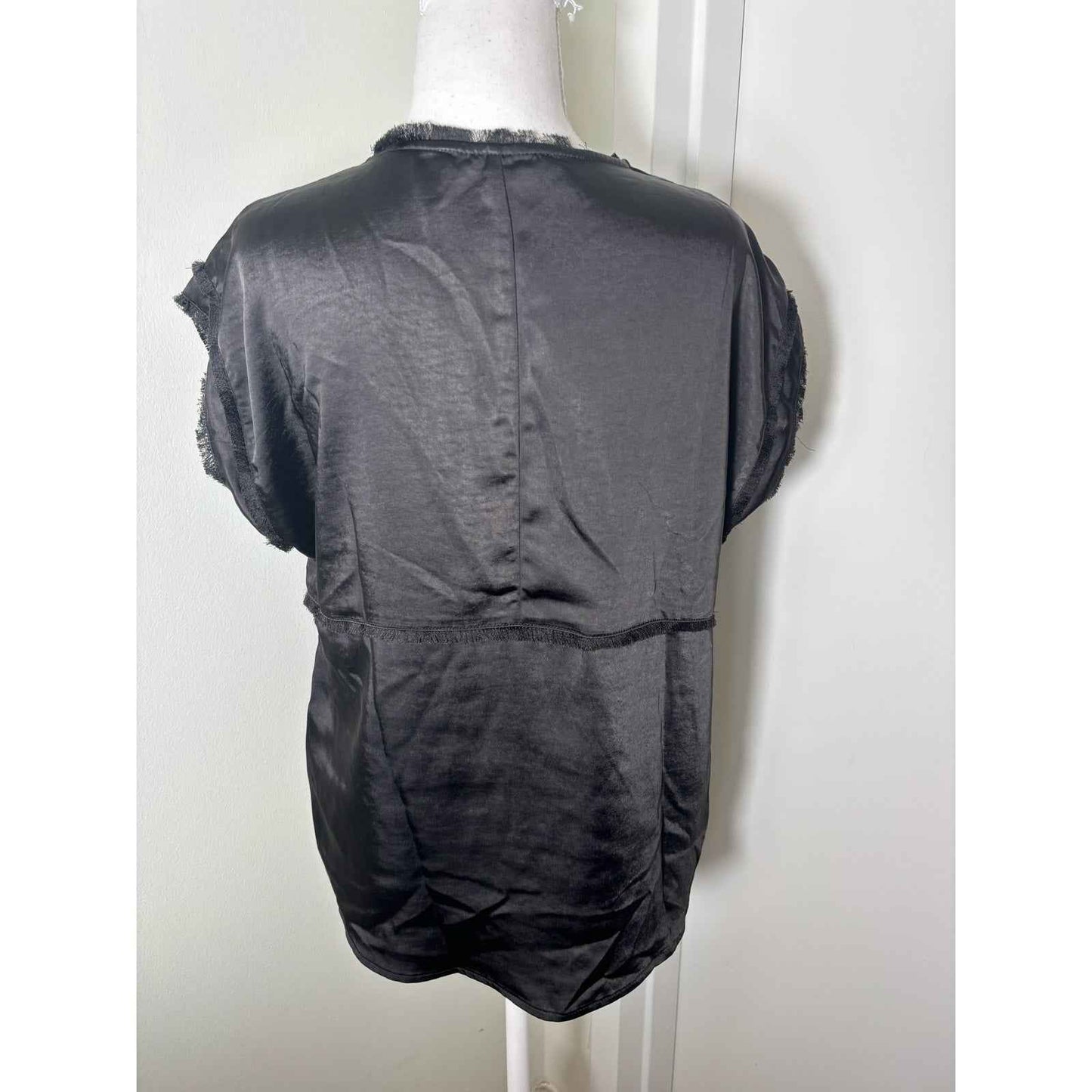 Melissa Nepton Black Sleeveless V-Neck Shirt Sz M