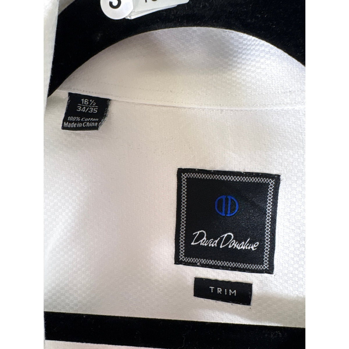Mens David Donahue Trim White French Cuff Dress Shirt Sz 16.5 34/35