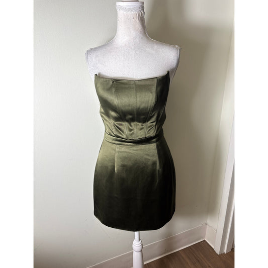 Retrofete Dark Green Strapless Mini Dress Sz S