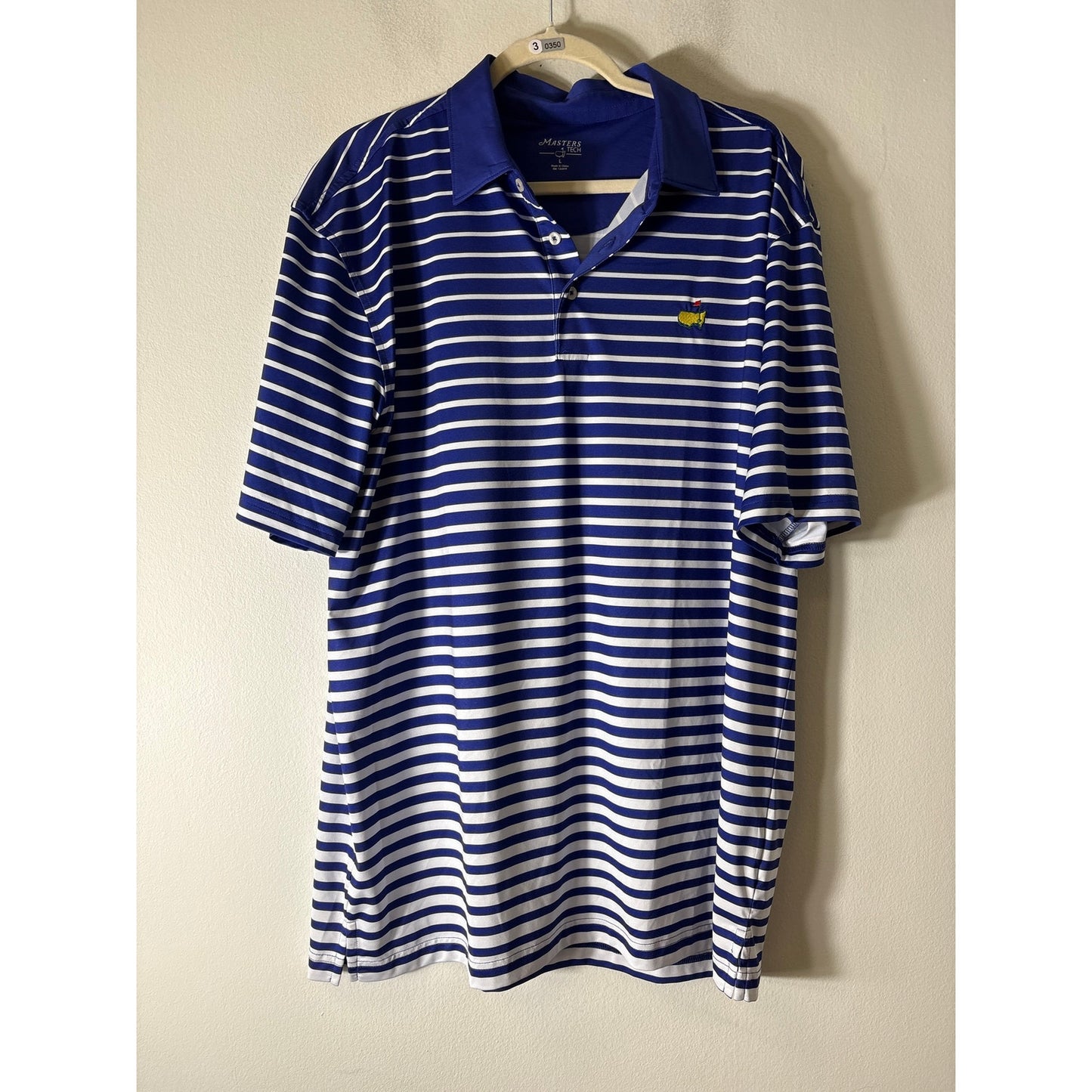 Mens Masters Tech Purple with White STripe Polo Shirt Sz L