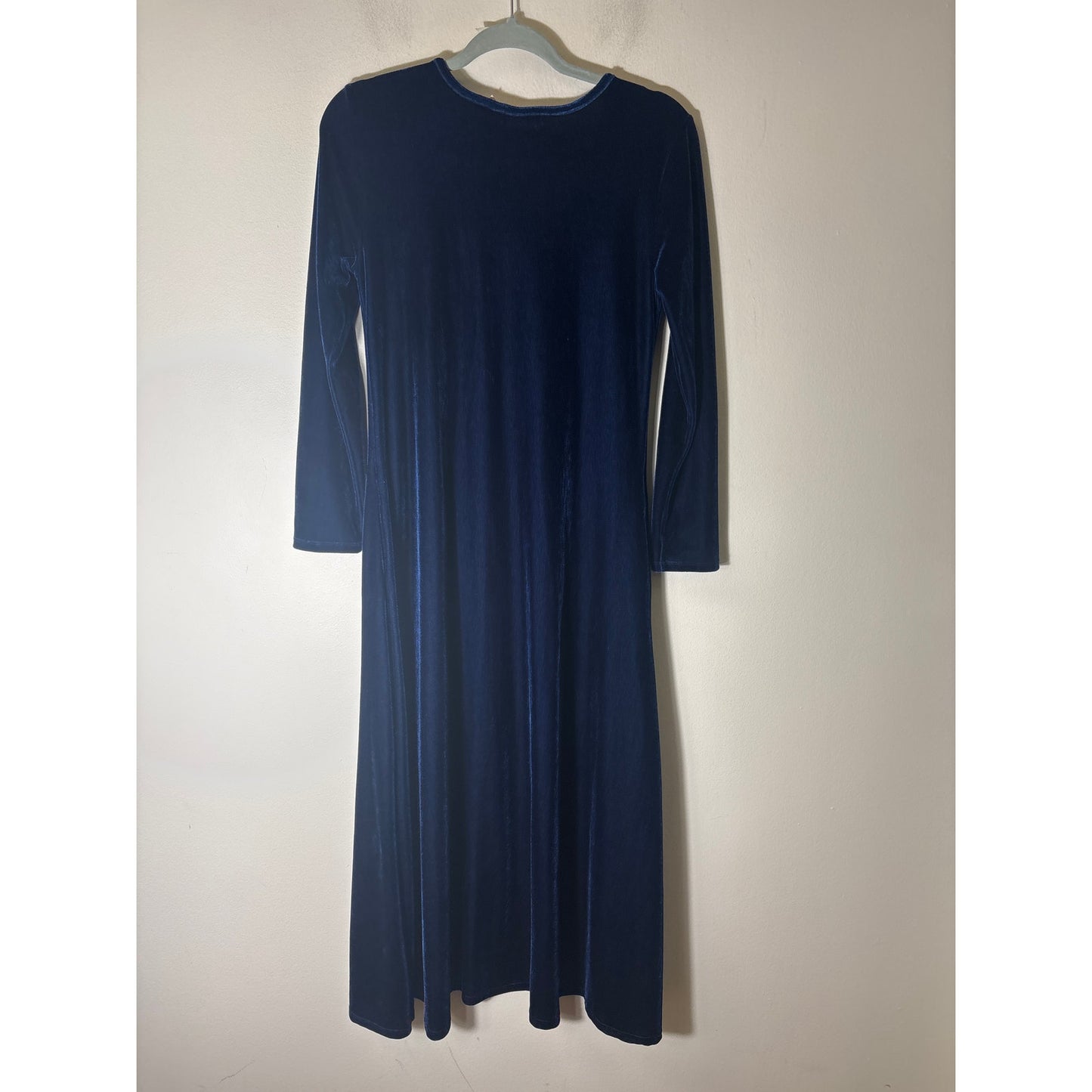 Soft Surroundings Jewel Tone Blue Velour Long Sleeve Maxi Sz XS Petite