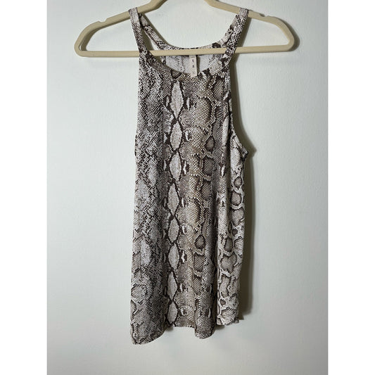 MTS Brown White Snakeprint Tank Top Sz S