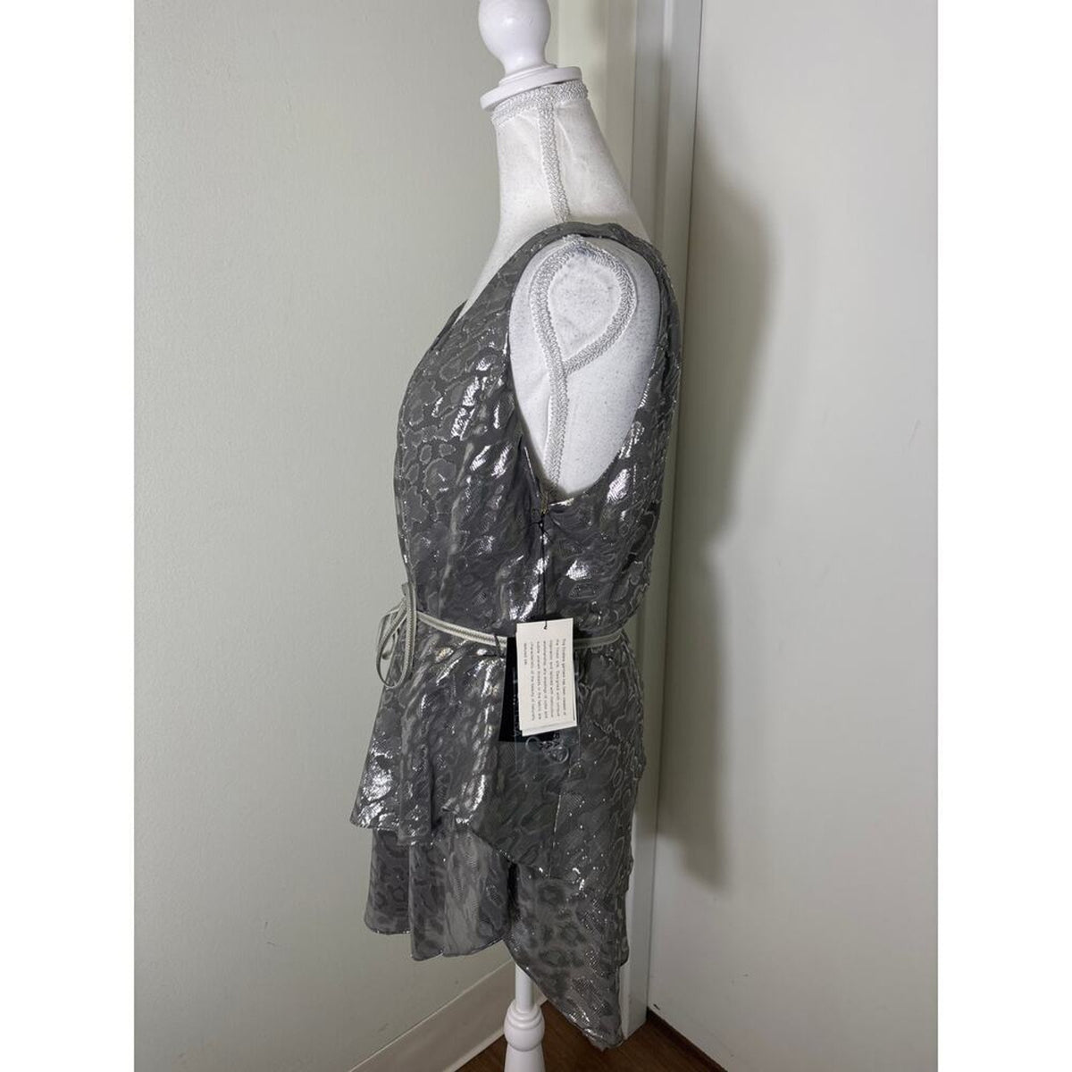 Etcetera Gray Silver Layered Sleeveless Top Size 14