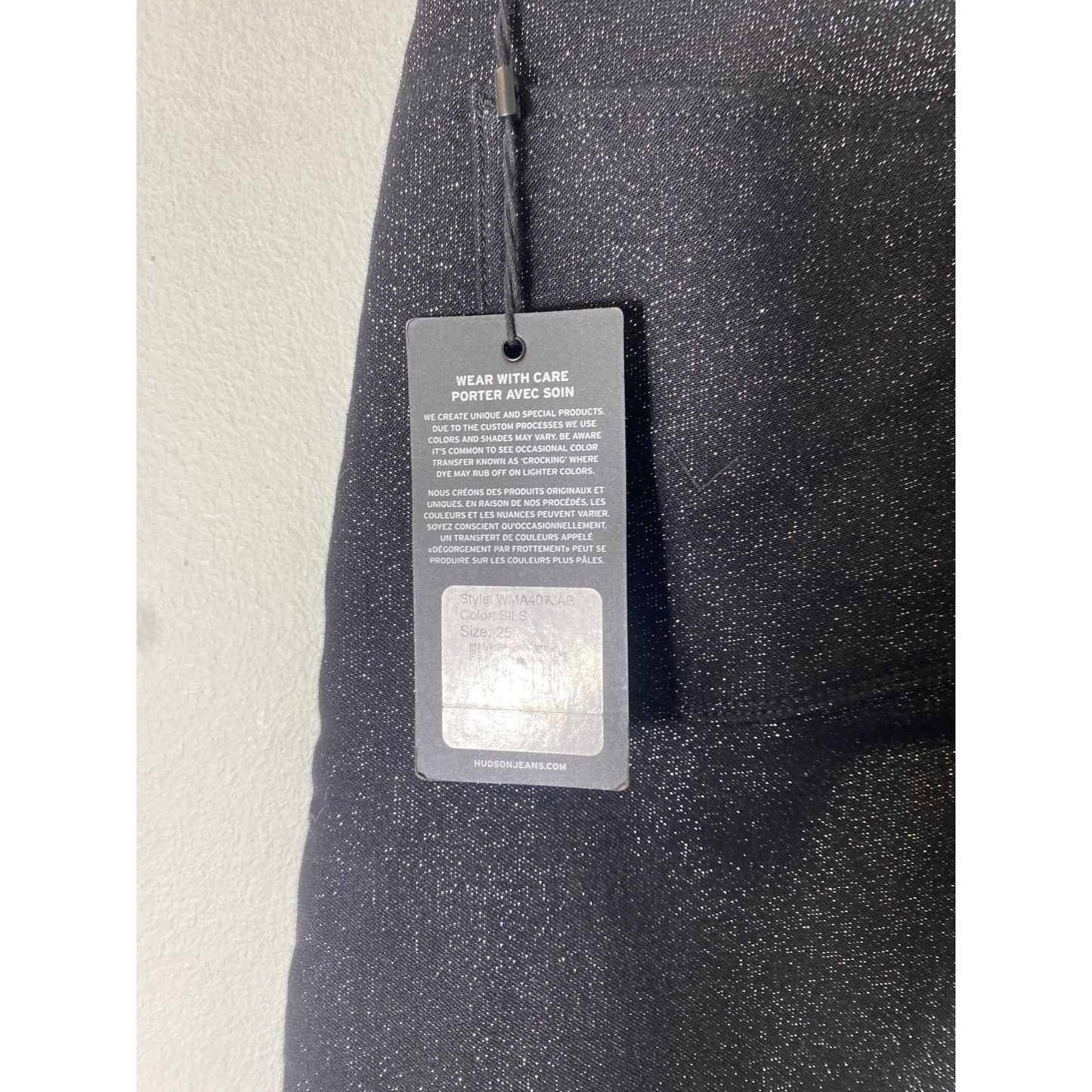 NWT Hudson Los Angeles Black Sparkly "Nico" Midrise Skinny Ankle Jeans Sz 25