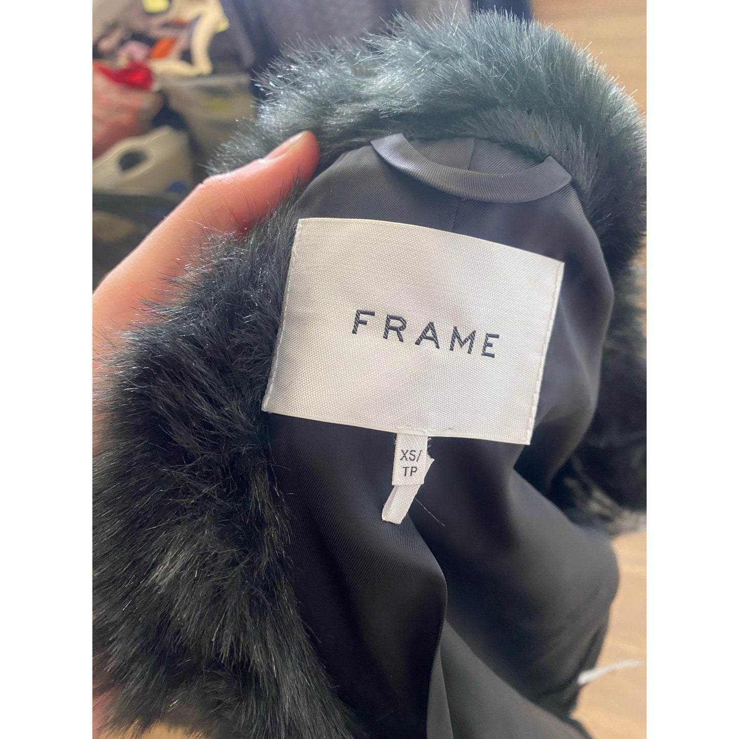 Frame Jerry Stripe Faux Fur Coat Sz XS