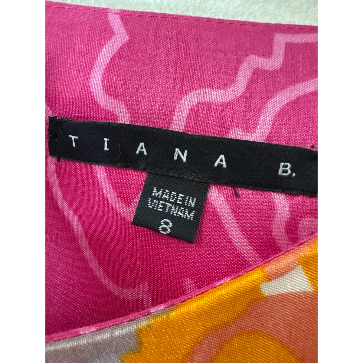 Tiana B. Hot Pink Floral Cap Sleeve Knee Length Dress Sz 8