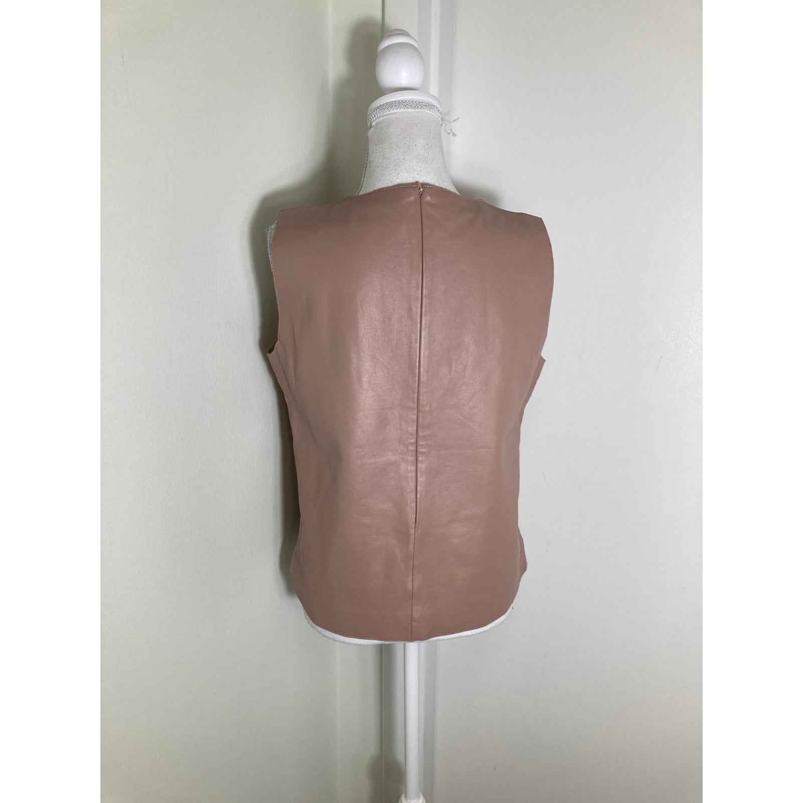Just Female Moshi Leather Blush Pink Top Sz M