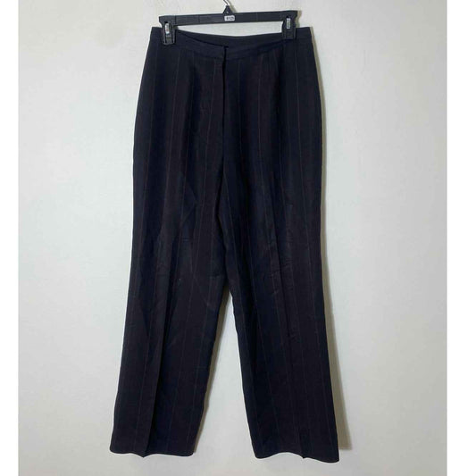 Casual Corner Black Wide Leg Small Stripes Slacks Front Zipper Sz 6