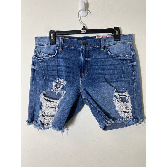 Siwy Distressed Long Cut-Off Denim Shorts Sz 28