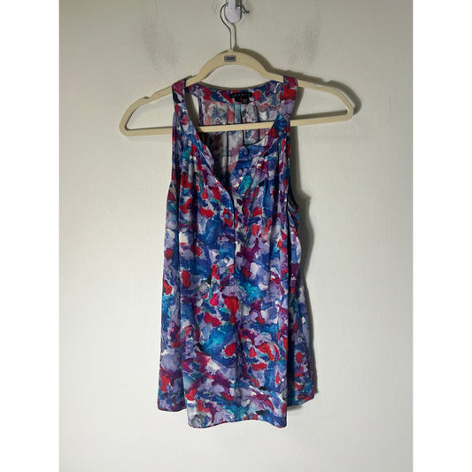 Theory Multicolor Floral Sleeveless Tank Top Sz S