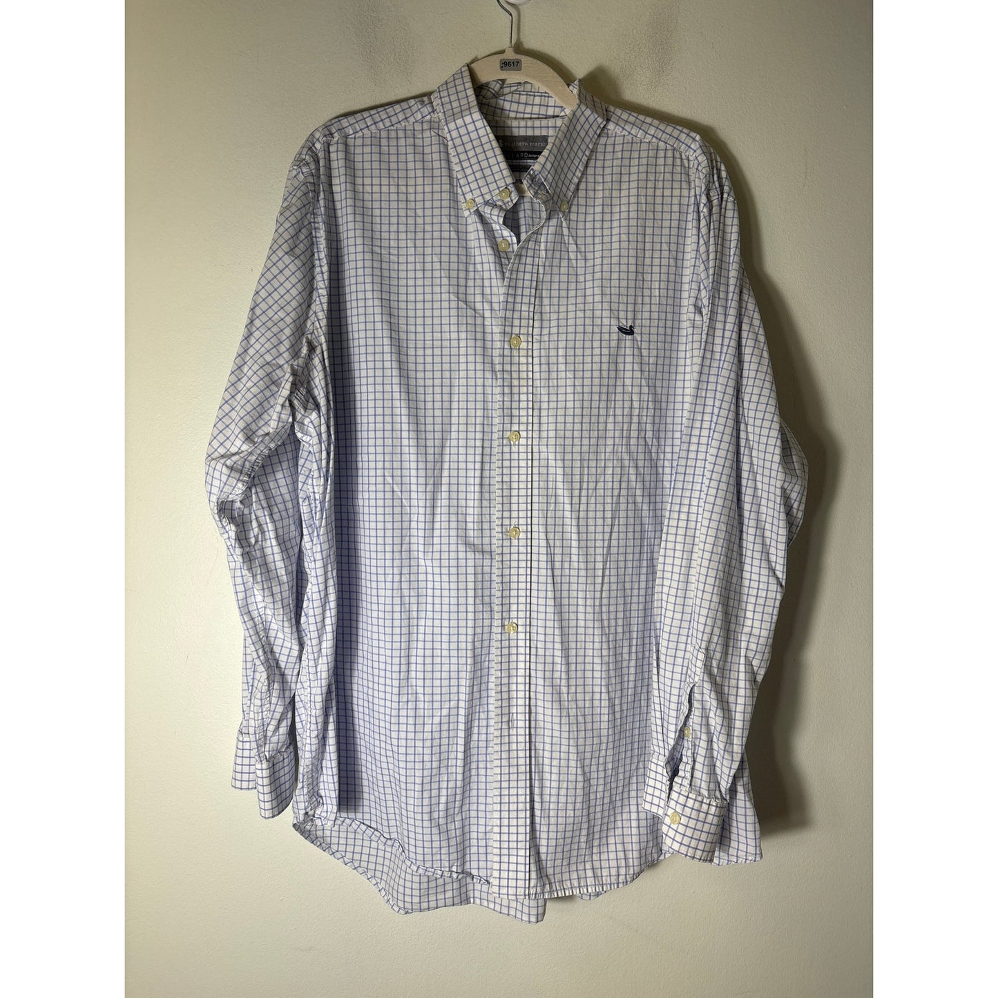 Men's Southern Marsh Blue White Plaid Long Sleeve Button Up Shirt Sz XL