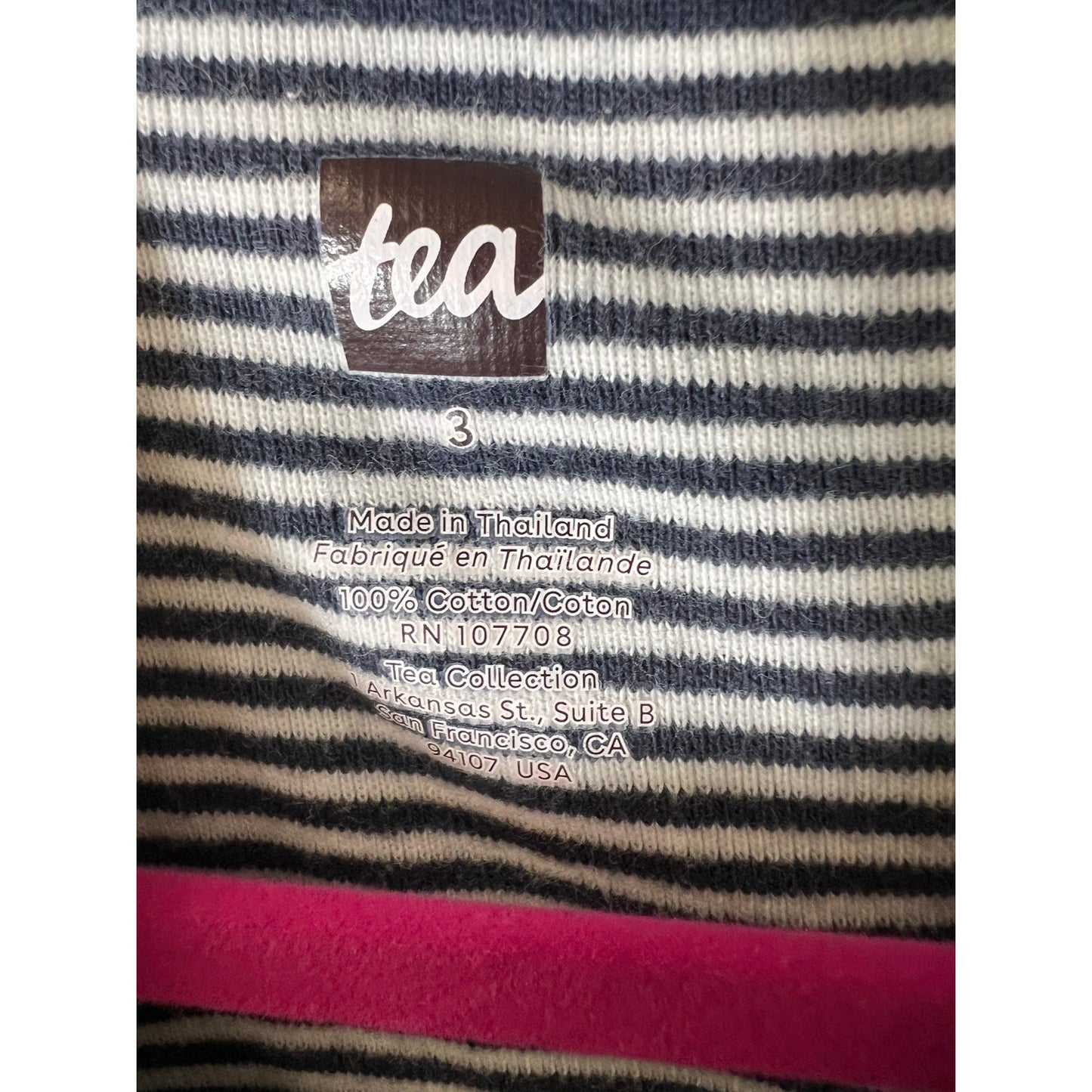 Girl's Tea Black White Stripe Long Sleeve Sz 3