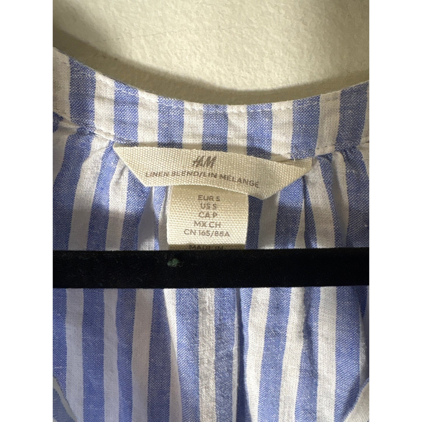 H&M Blue and White Stripe Long Sleeve V Neck Dress Sz S