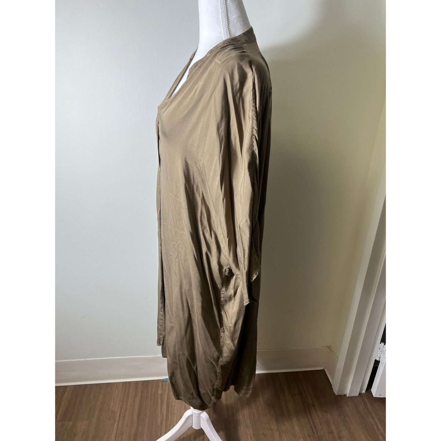 Neu Nomads Army Tan V Neck Short Sleeve Dress Sz L