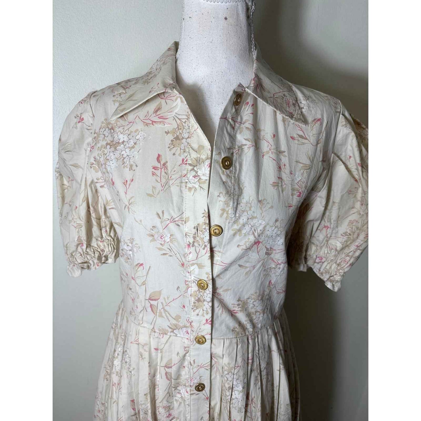 NWT Buru Laura Floral Puff Sleeve Shirt Dress Sz S
