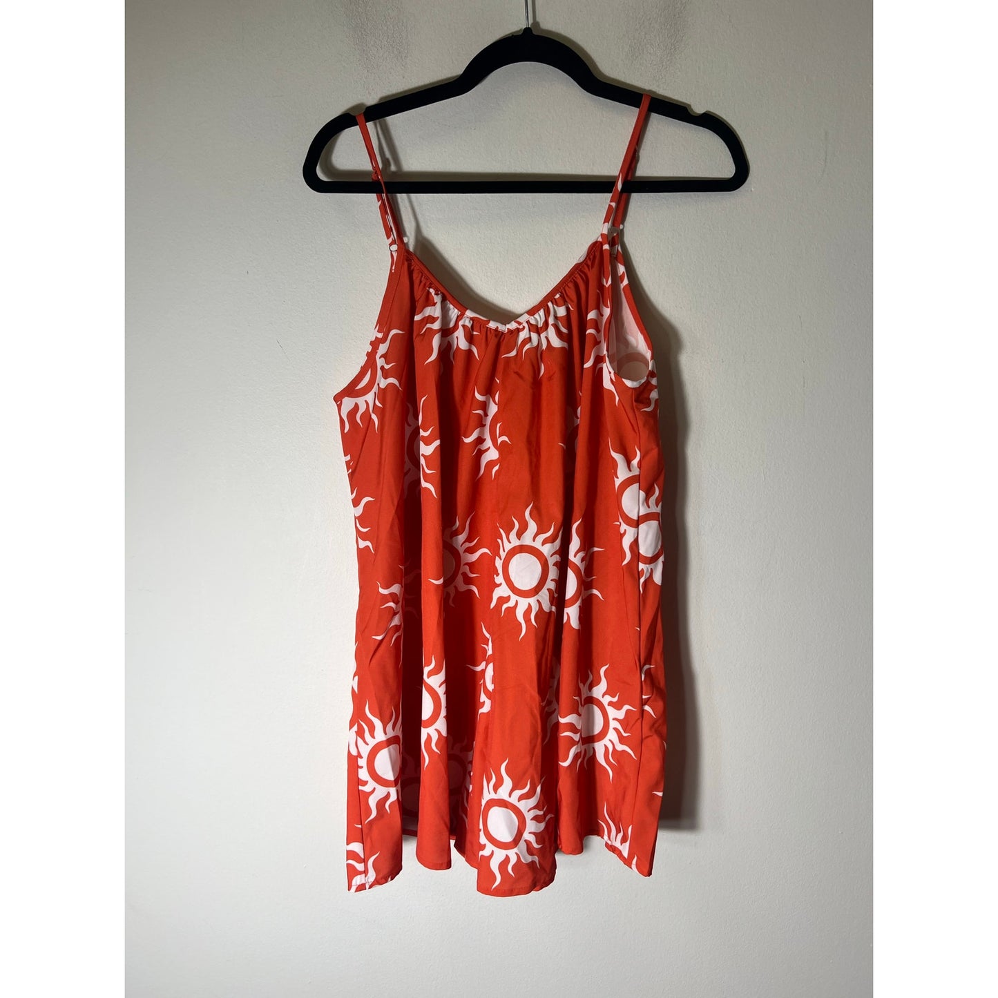 No Brand Orange and White Sun Spaghetti Romper Generous fit like a s/m