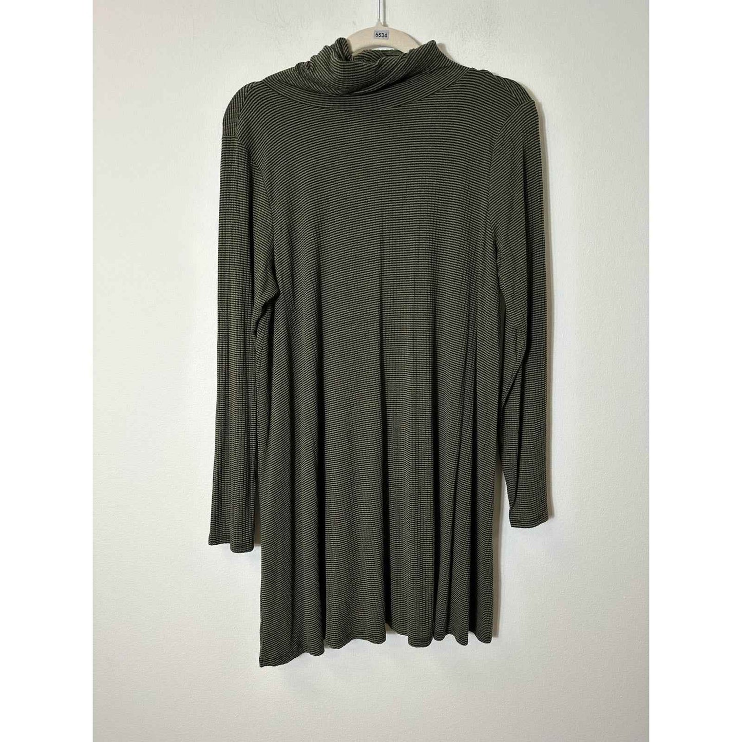 Love In Green Striped Jersey Turtleneck Dress Sz M