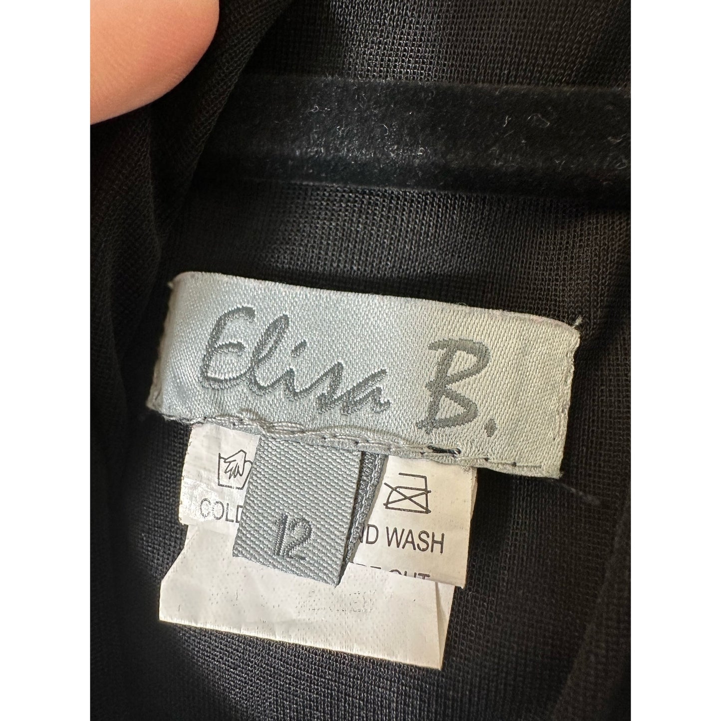 Girls Elisa B. Black Rhinestone Neck Dress Sz 12