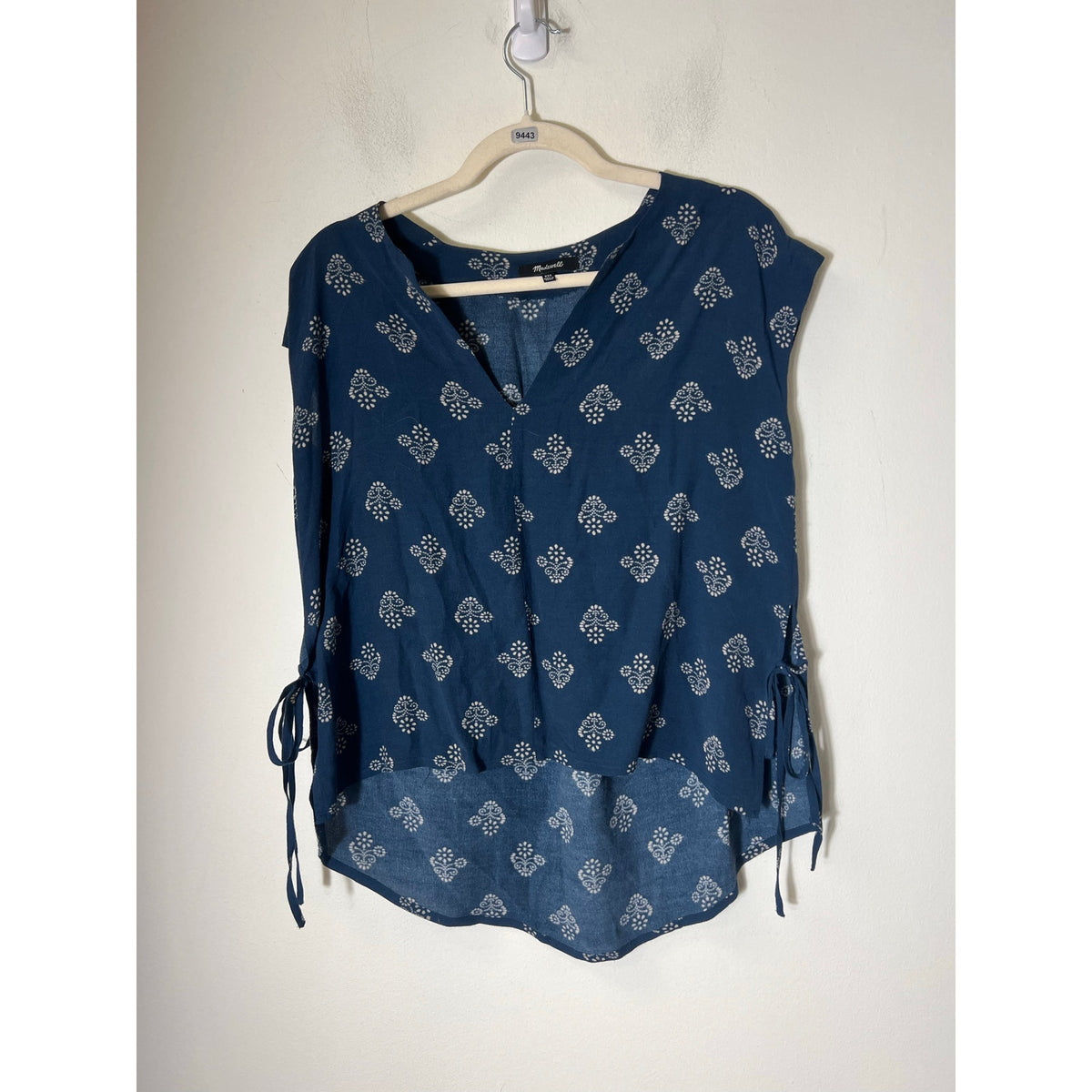 Madewell Dark Blue Print Sleeveless V-Neck Sz XXS