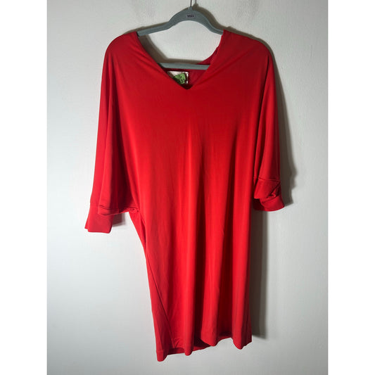 Atellier Nicole Miller Orange V-Neck Knee Length Shift Dress Sz S