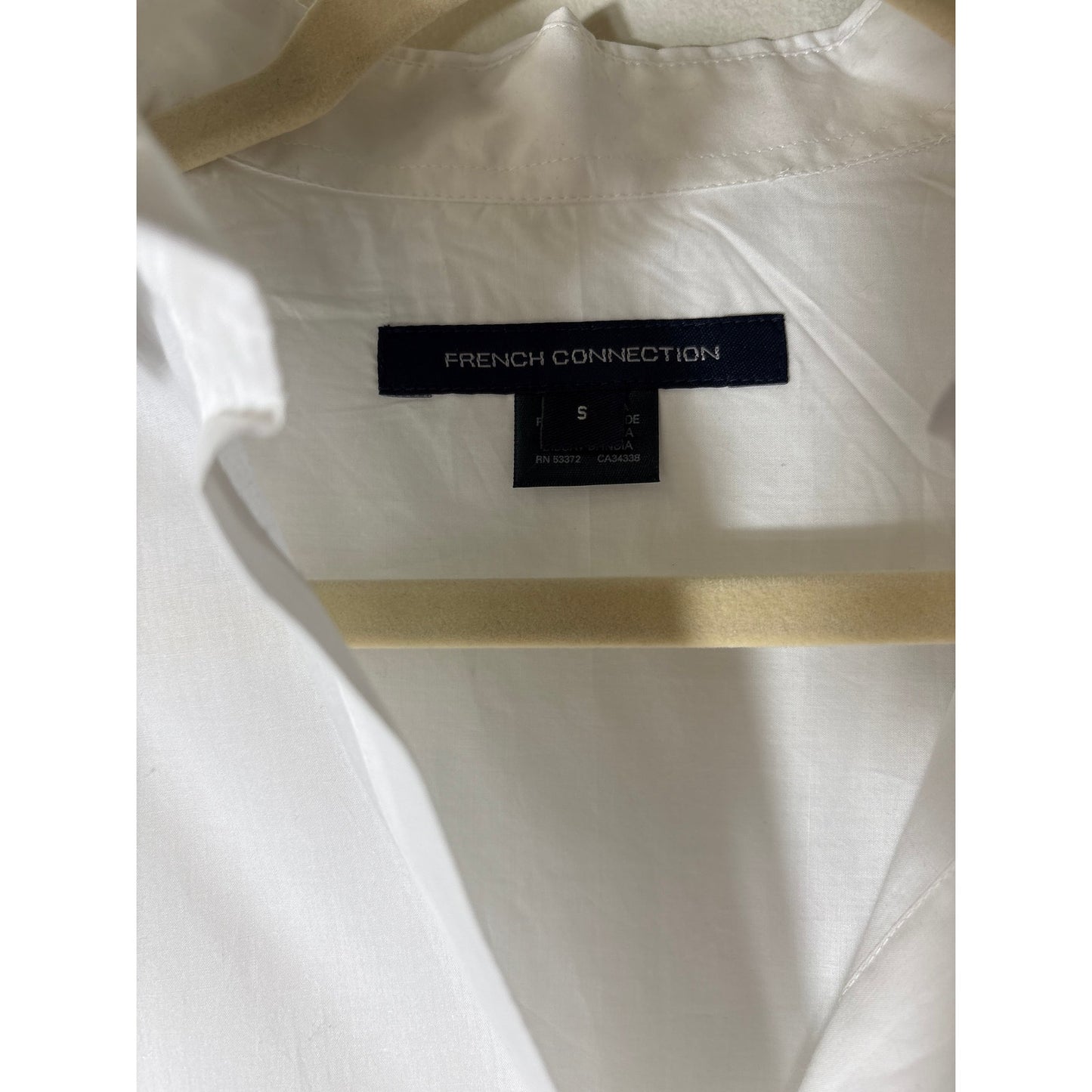 French Connection White Cotton Sleevless Collard Shirt Sz S