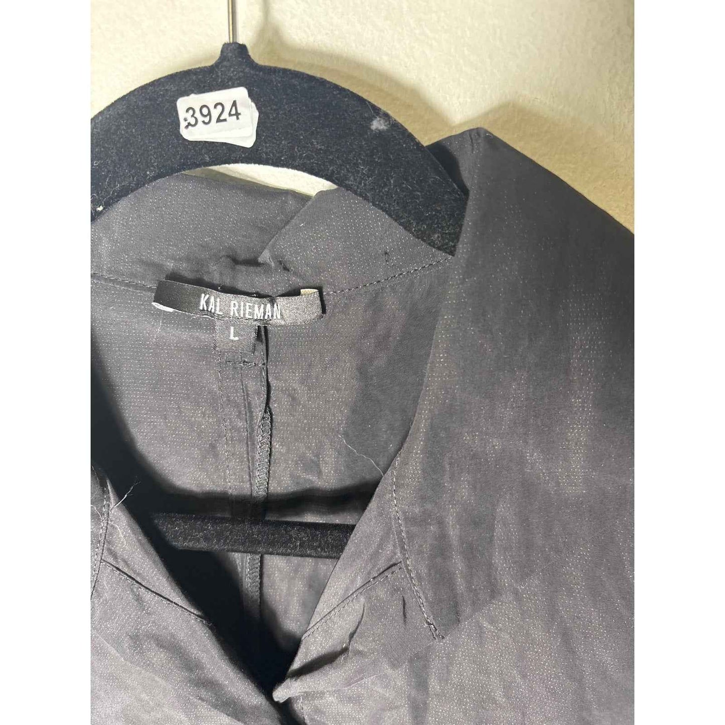 Kal Rieman Black Short Sleeve Button Up Shirt Sz L