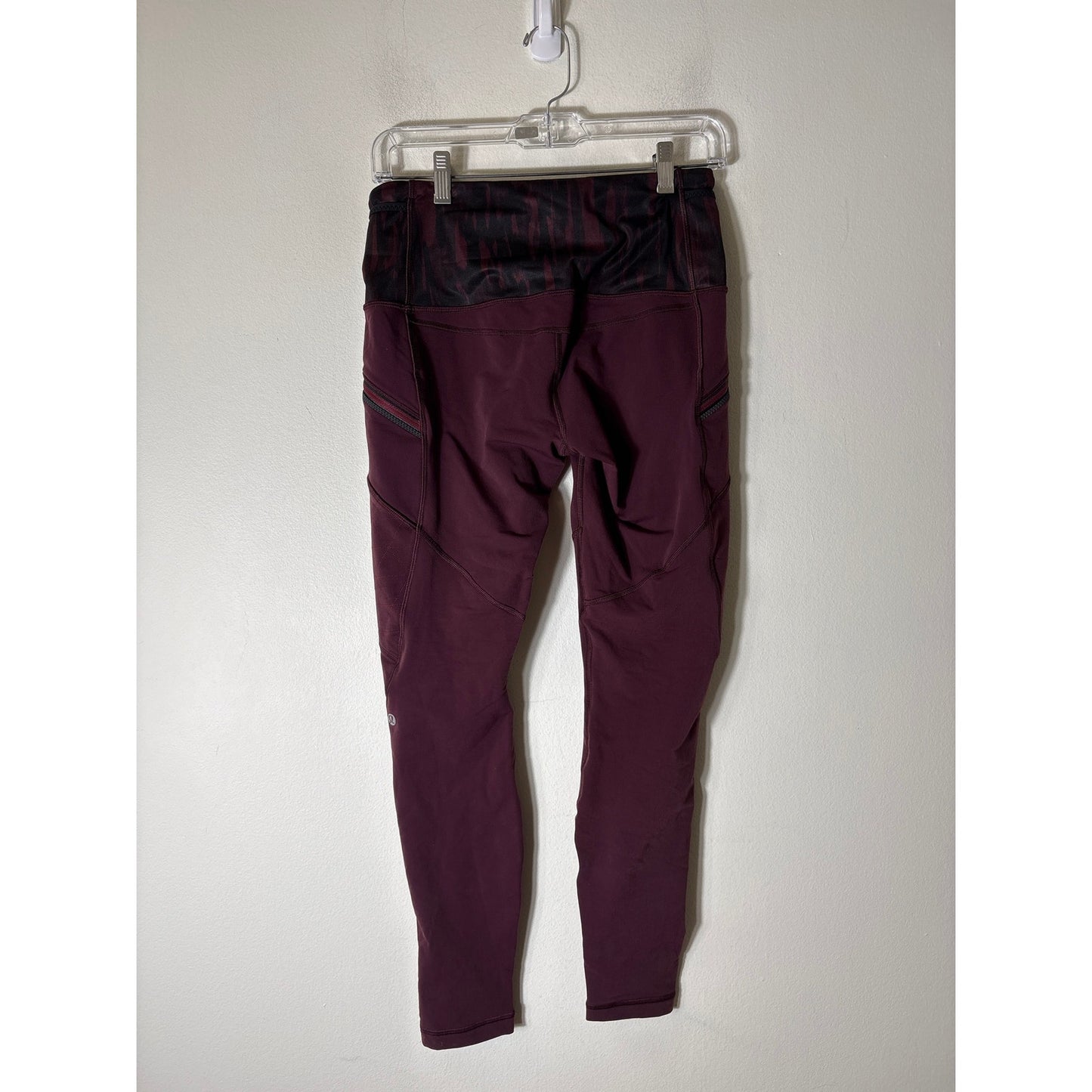 Lululemon Maroon Zip Pocket Athletic Ankle Leggings Sz 8