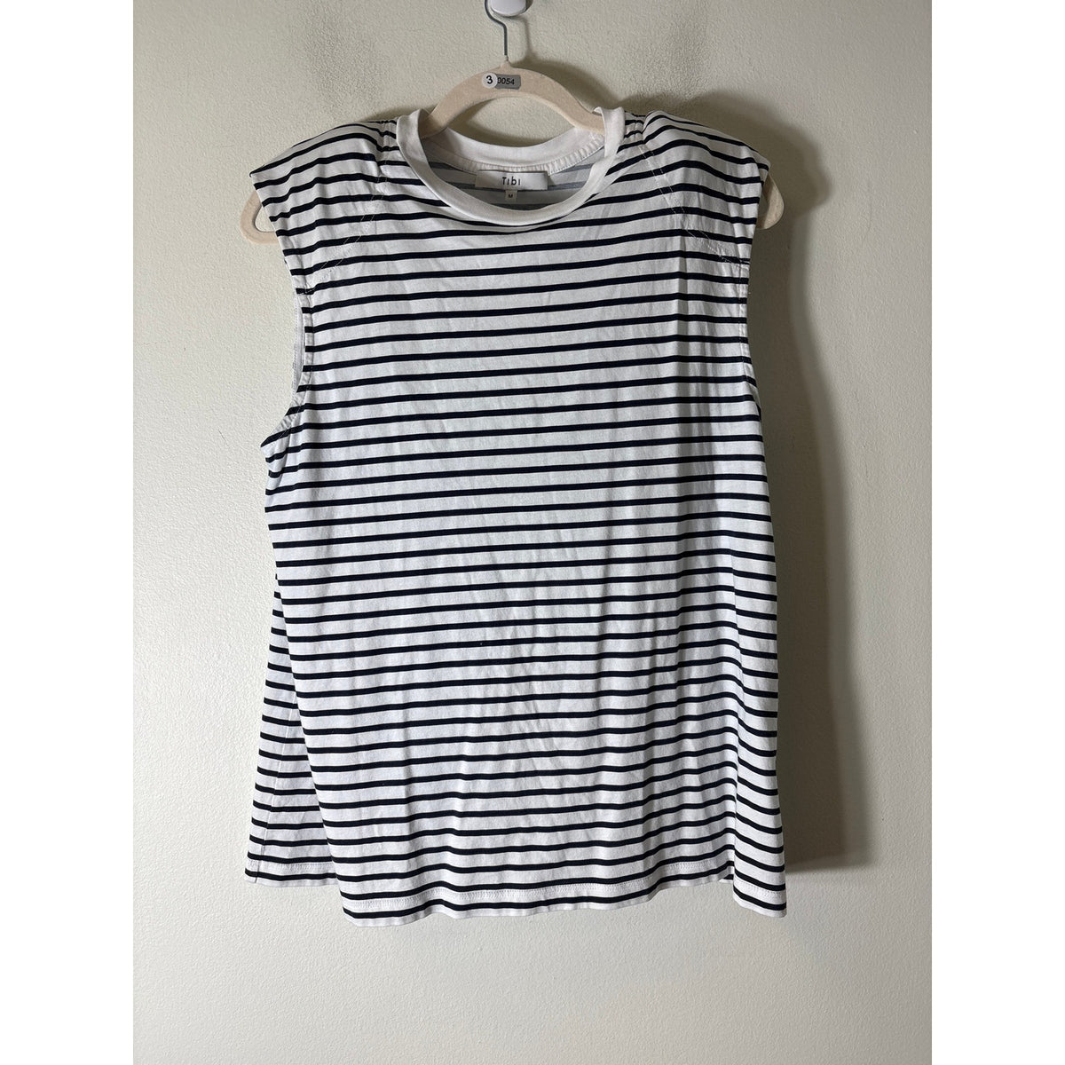Tibi Black and White Stripe Sleevless Cotton Shirt Sz M