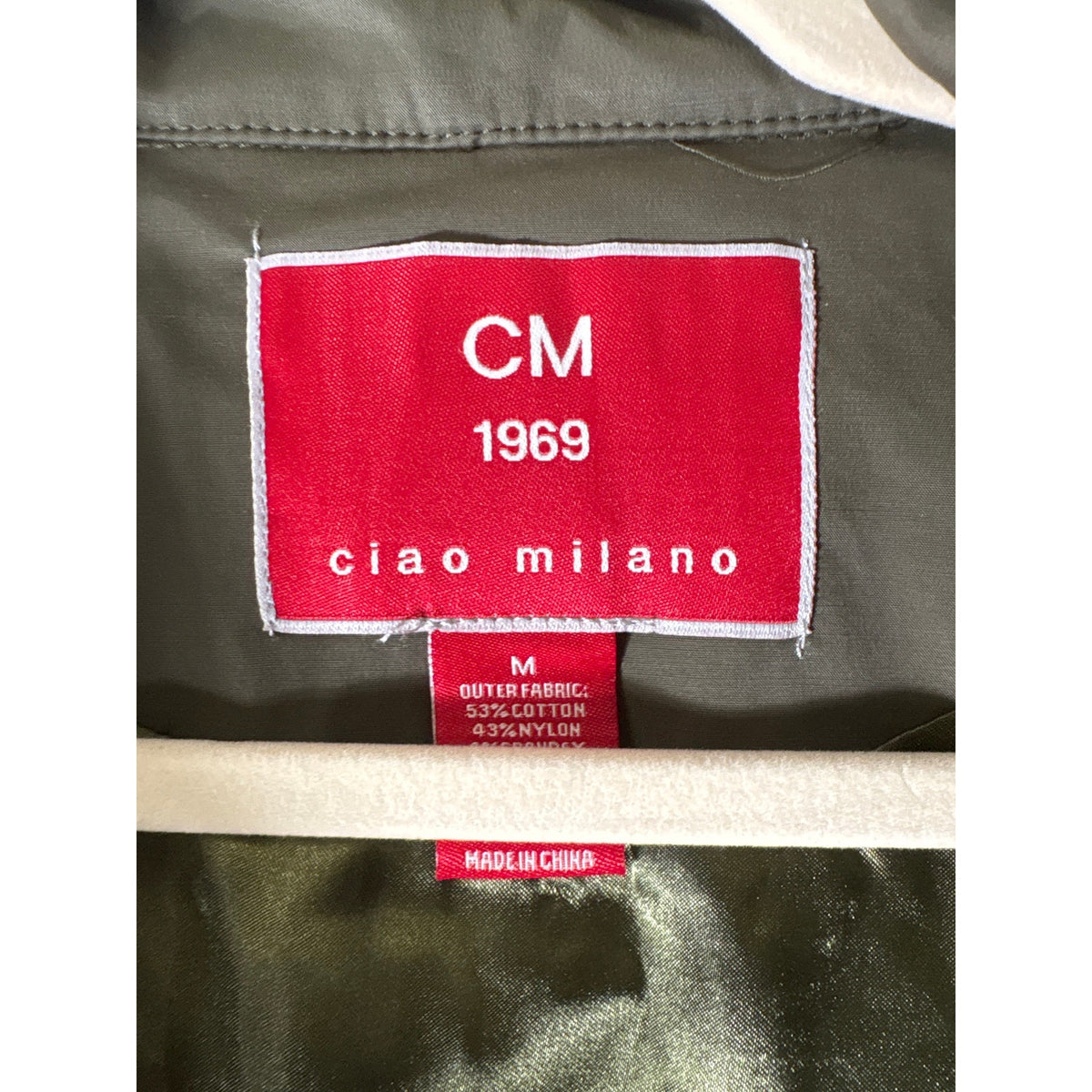 Ciao Milano Dark Gray Green Long Sleeve Hooded Rain Jacket Sz M