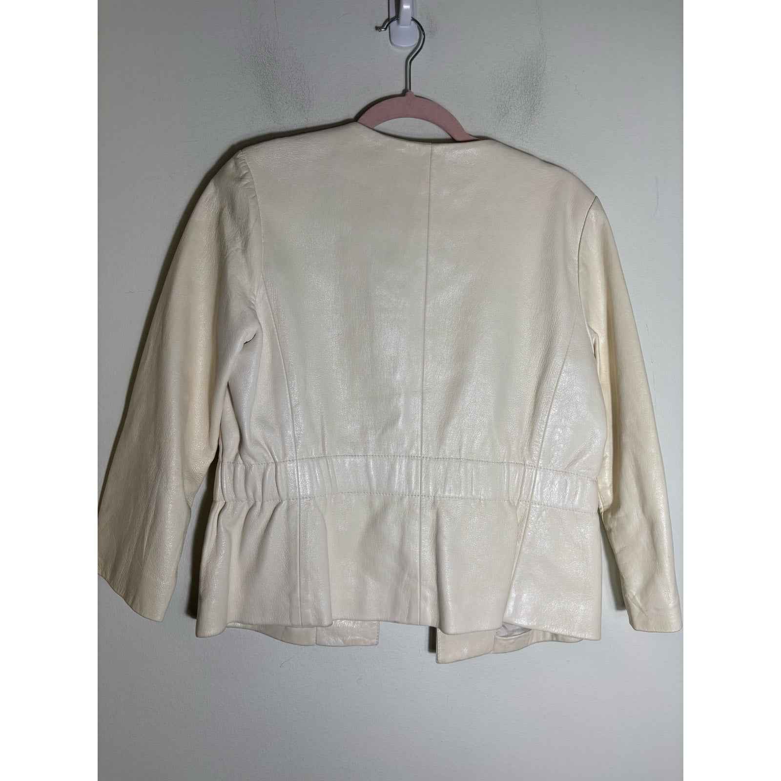 Theory Off White Leather "Lidia" Jacket Sz M