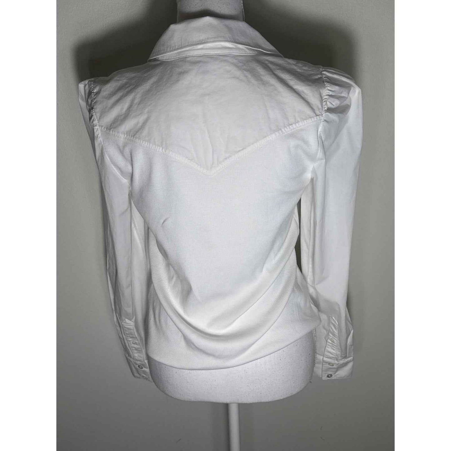 Veronica Beard White Multi Media Collard Shirt Sz M
