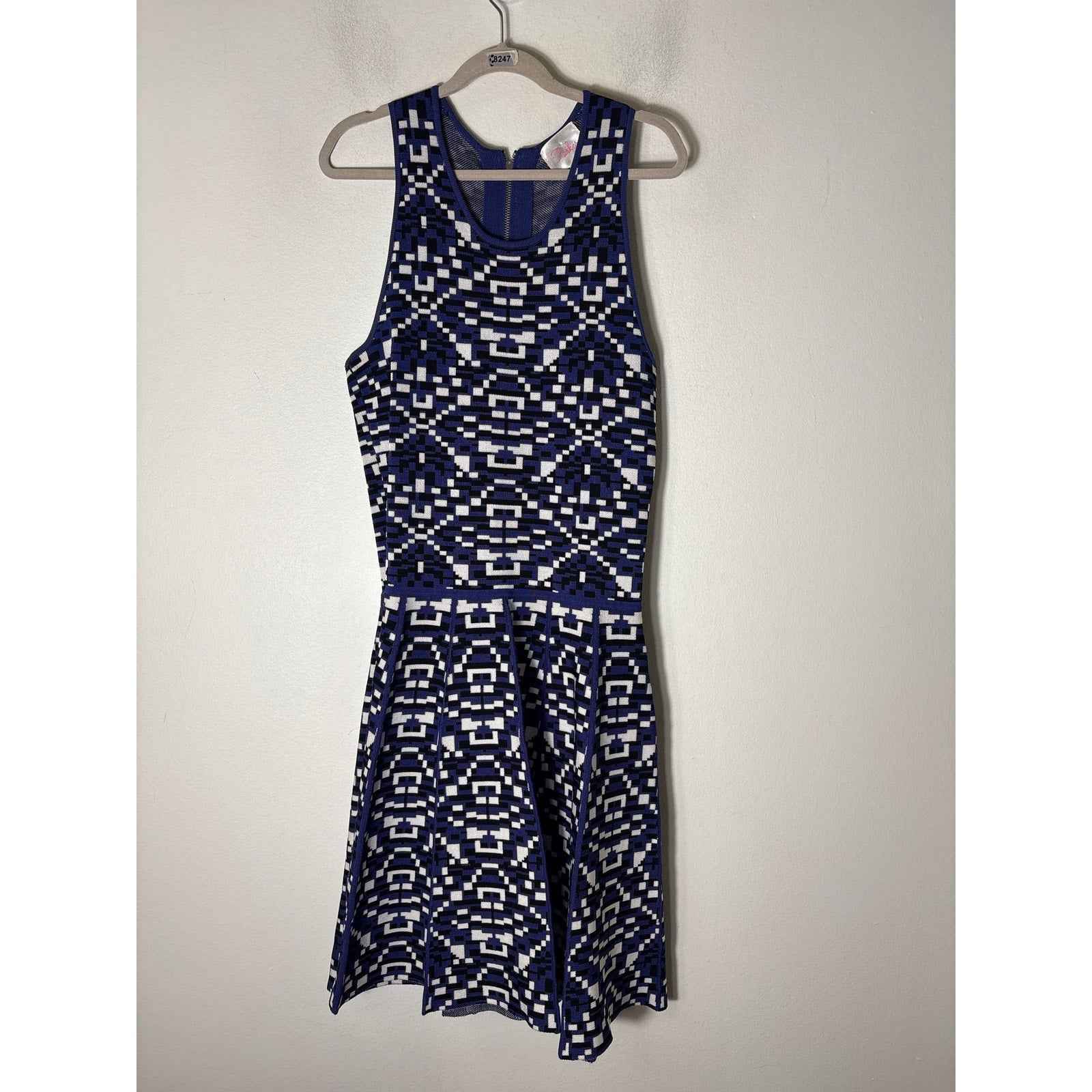 Parker Purple Geo Print Sleeveless A-Line Knee Length Dress Sz XS