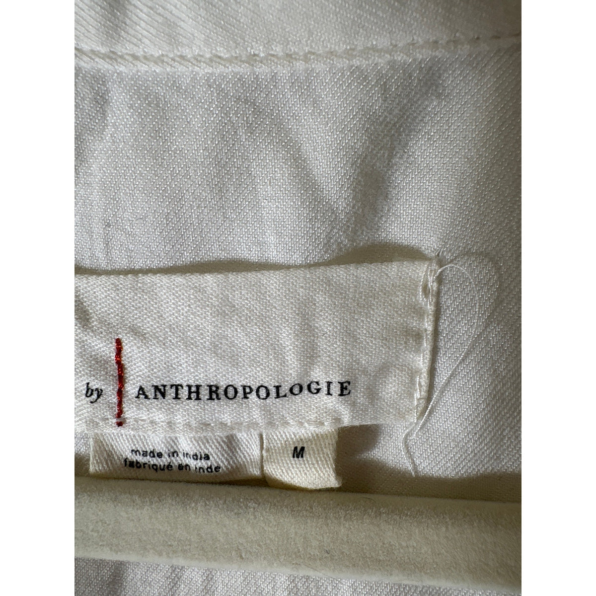 Anthropologie Floral Embroidered Cream Button Up Shirt Sz M