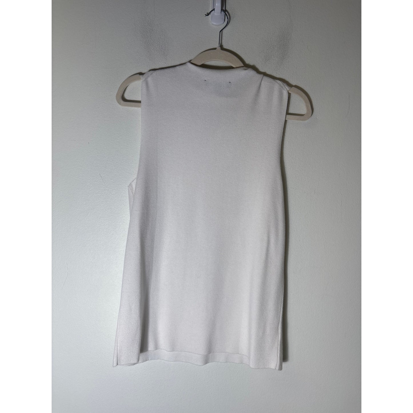 Ann Taylor White Mock Neck Sleeveless Top Sz L