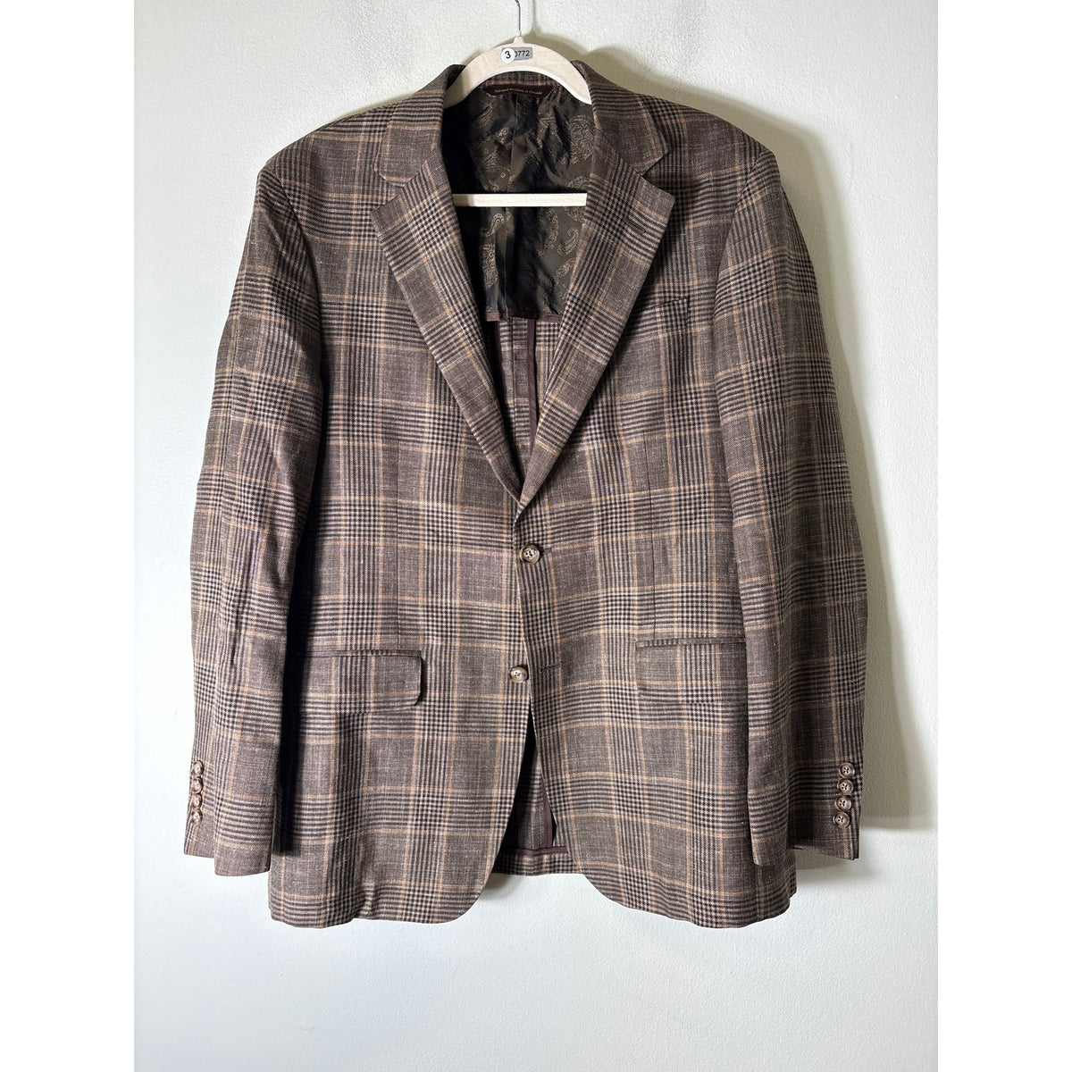 Robert Talbott Brown Plaid Long Sleeve Coat 40R