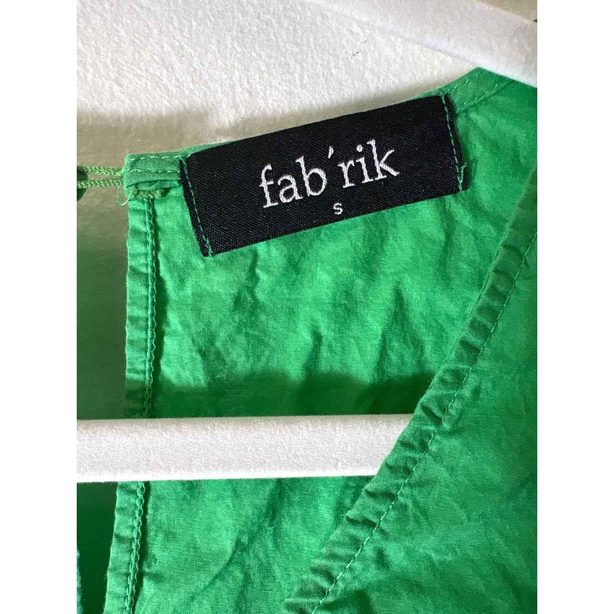 Fab'rik Bright Green Short Puff Sleeve Tiered Mini Dress Sz S