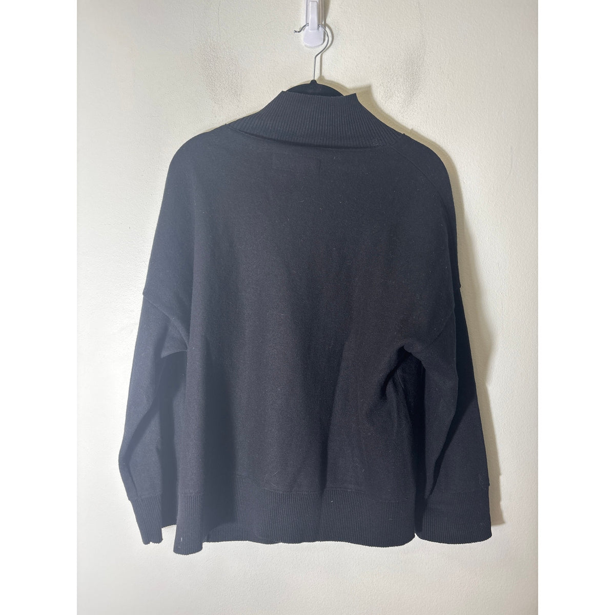 Lafayette 148 Black Long Sleeve Wool Mock Neck Shirt Sz S
