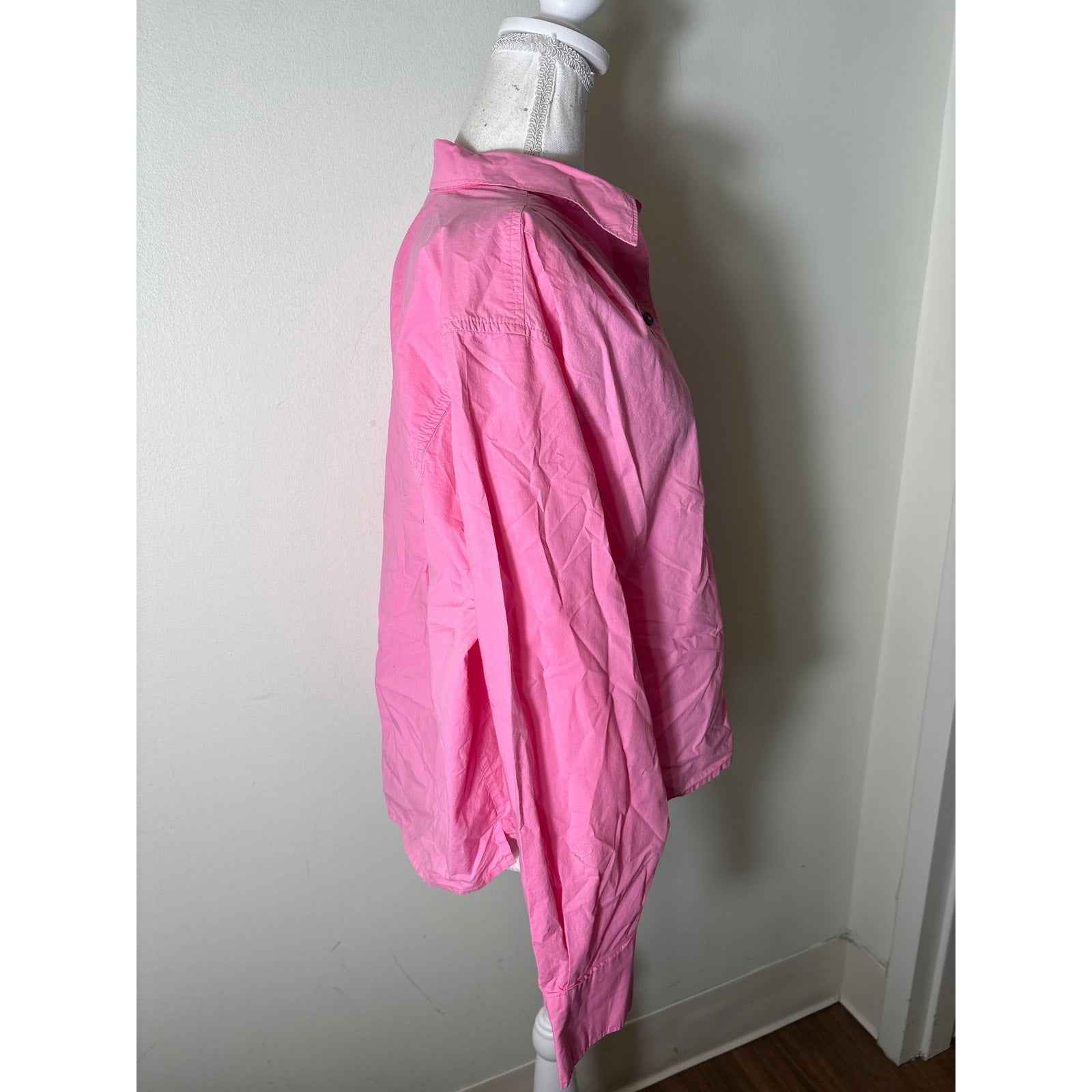 eTica Organic Cotton Pink Long Sleeve Button Up Shirt Sz S