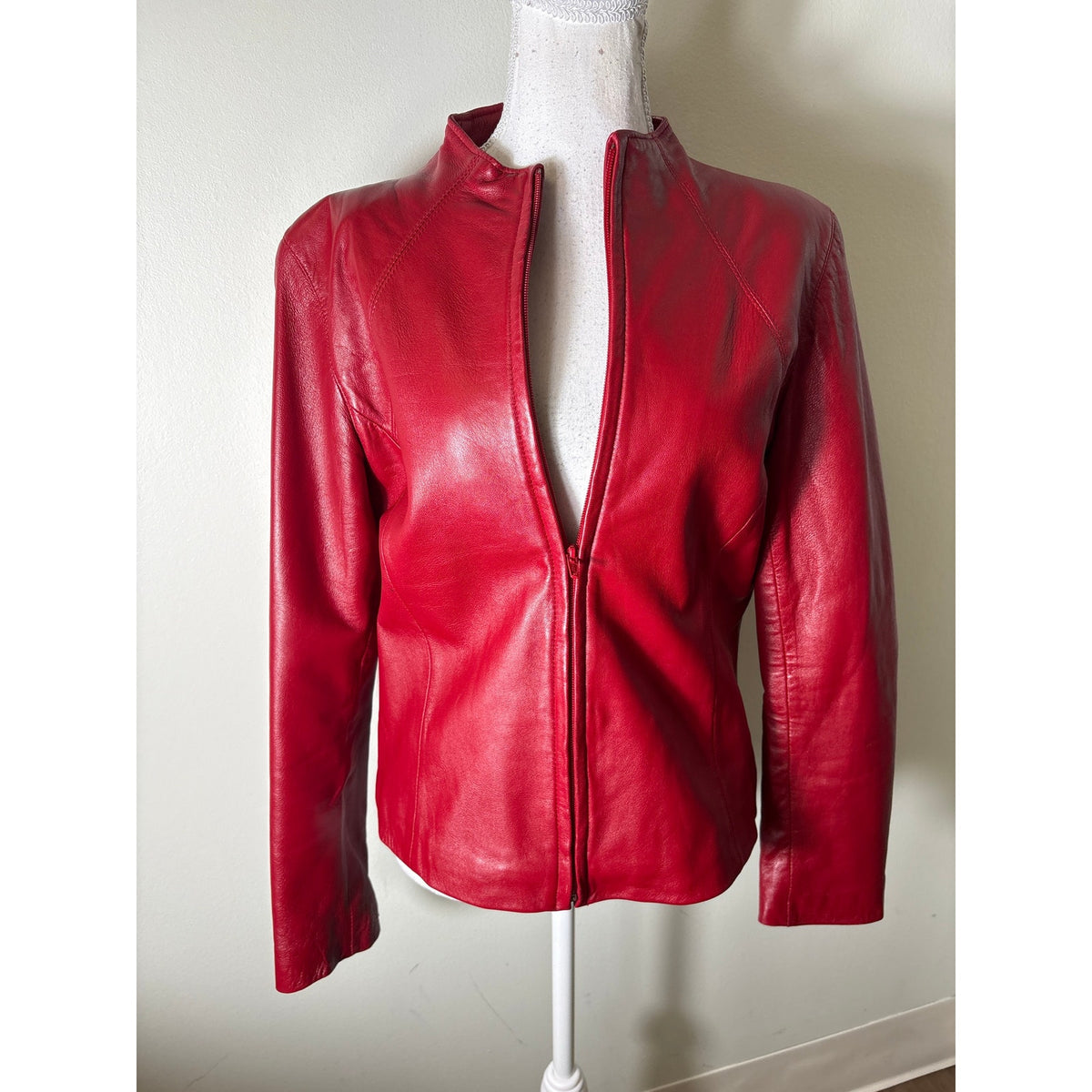 Yovonne Marie Red Leather Jacket Sz 8