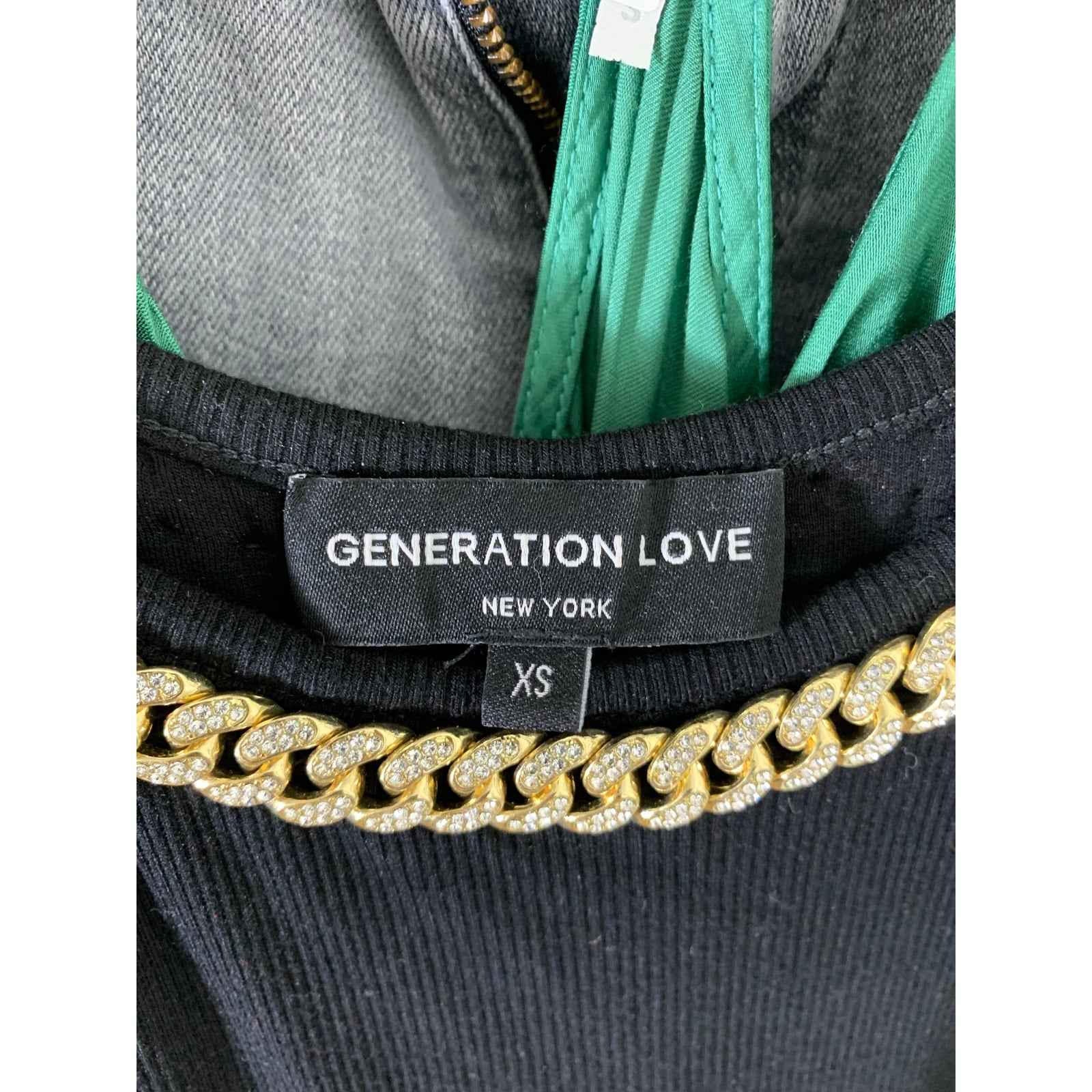 Generation Love Black Sleeveless Ribbed Body Con Midi Dress Sz XS