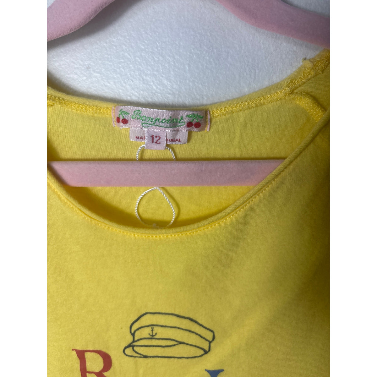 Girls Bonpoint Yellow Riviera Cap Sleeve Cotton T-Shirt Sz 12