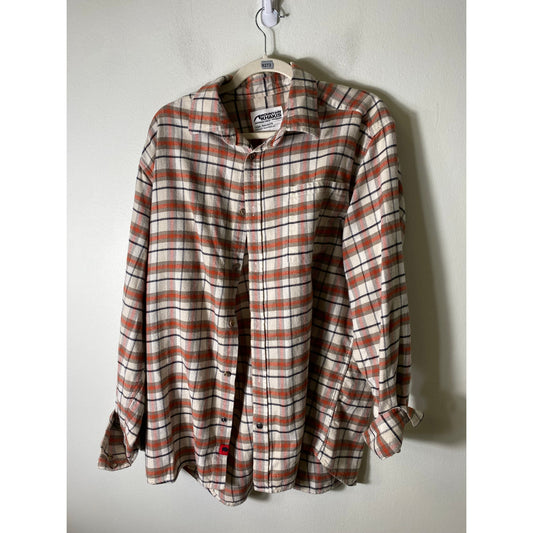 Men's Mountain Khakis Orange Checked Button Down Sz L