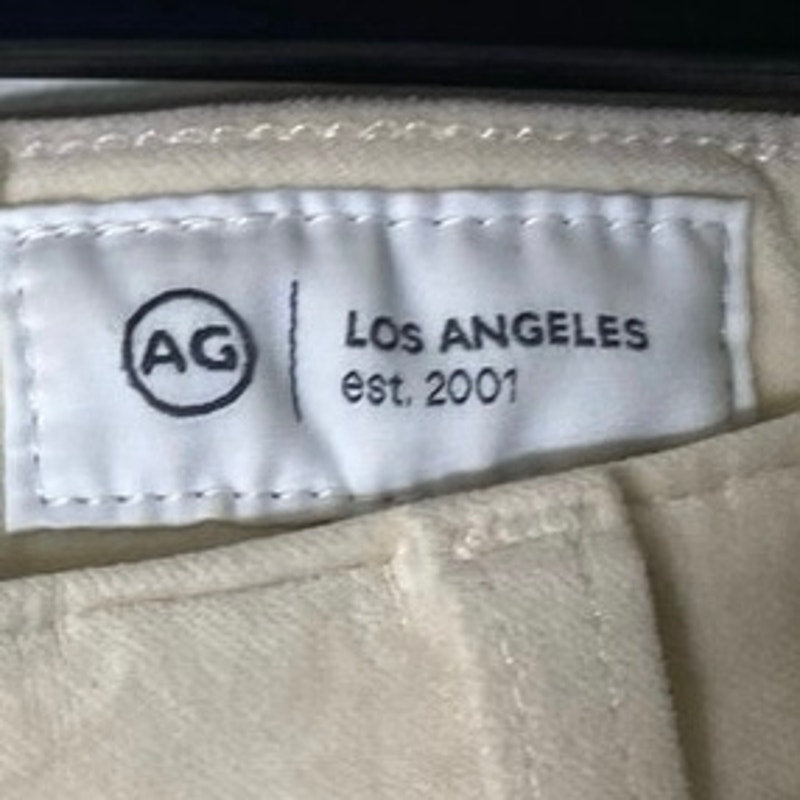 AG Mari High Rise Slim Straight Cream Velvet Denim Sz 27
