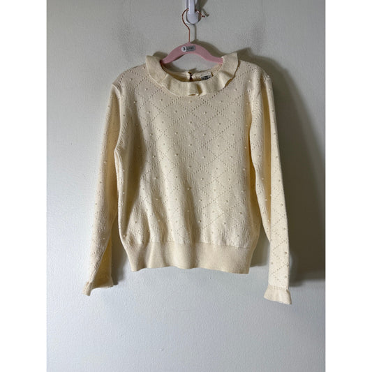 Girls Bon Bon Off White Long Sleeve Sweater Sz 10