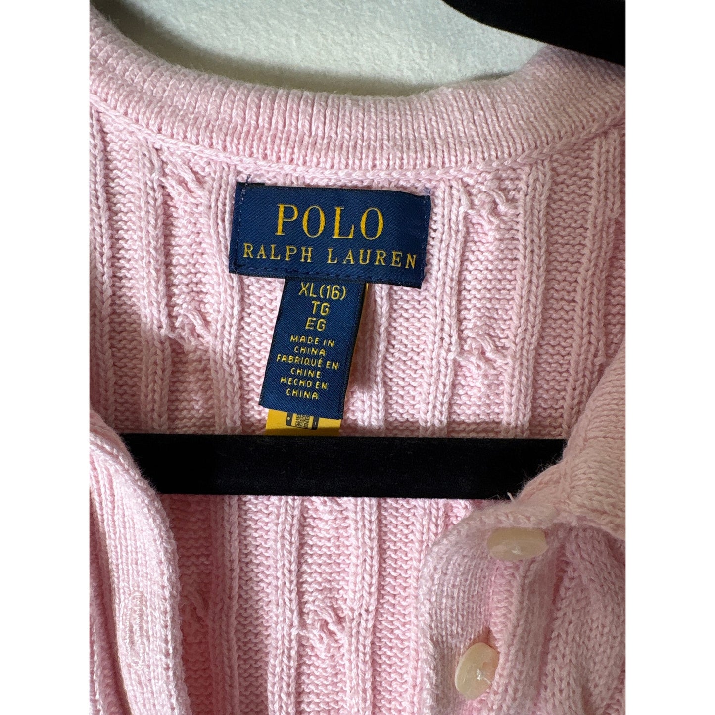 Girls Polo Ralph Lauren Pink Cable Knit Cap Sleeve Knee Length Dress Sz 16 (L)